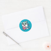 Sticker Rond Cute Kawaii Requin & Starfish (Enveloppe)