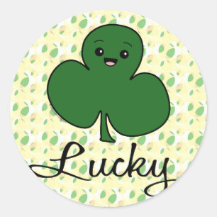 Sticker Rond Cute Kawaii Shamrock