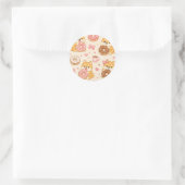 Sticker Rond Cute Kawaii Shiba Inu Donut Pattern (Sac)