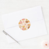 Sticker Rond Cute Kawaii Shiba Inu Donut Pattern (Enveloppe)