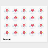 Sticker Rond CUTE KAWAII SKY ballon rouge anniversaire nuages s (Feuille)