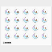Sticker Rond Cute Kawaii Sleepy Moon (Feuille)