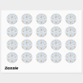 Sticker Rond Cute Kawaii Sleepy Teddy Bear Pattern | Pastel Bed (Feuille)