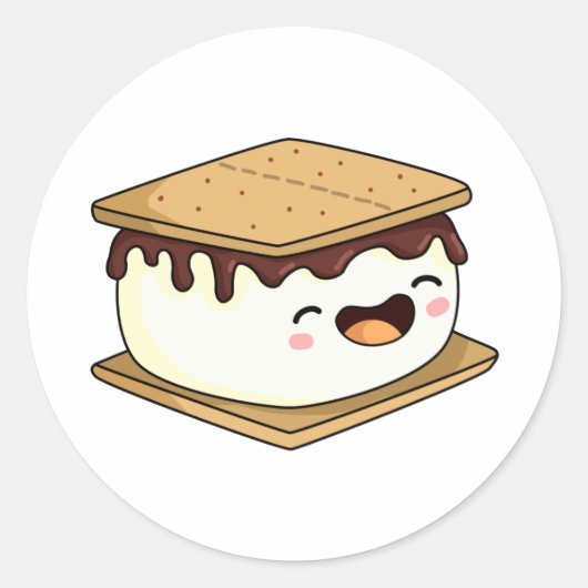 Sticker Rond Cute Kawaii Smore (Devant)