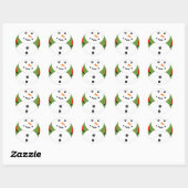 Sticker Rond Cute Kawaii Snowman (Feuille)