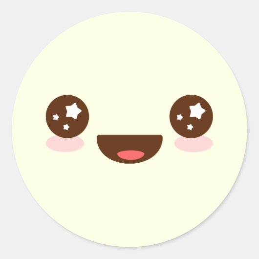 Sticker Rond Cute Kawaii Sparkle face (☆ ω Nerda*) (Devant)