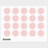 Sticker Rond Cute Kawaii Strawberry Pattern  Pink Past (Feuille)