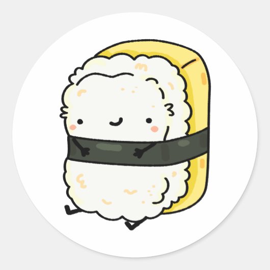 Sticker Rond Cute Kawaii Tamago Sushi (Devant)
