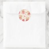 Sticker Rond Cute Kawaii Teddy Bear Heart Gift Pattern (Sac)