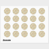 Sticker Rond Cute Kawaii Teddy Bear Study Pattern | Cozy Readin (Feuille)