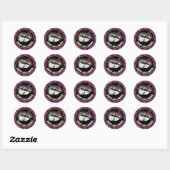 Sticker Rond Cute Kids Chat & Purple Parties scintillant Joyeux (Feuille)