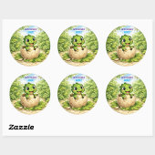 Sticker Rond Cute Kids Dinosaur Hatchling