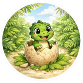 Sticker Rond Cute Kids Dinosaur Hatchling