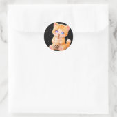 Sticker Rond Cute Kitten & Bubble Tea (Sac)