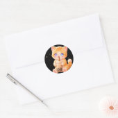 Sticker Rond Cute Kitten & Bubble Tea (Enveloppe)