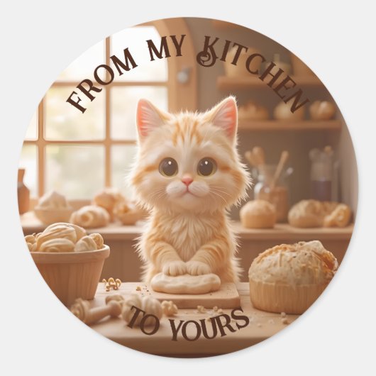 Sticker Rond Cute Kitten Pétri Dough (Devant)