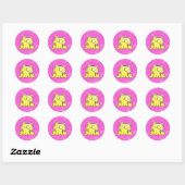 Sticker Rond Cute Kitten Salle Rose (Feuille)