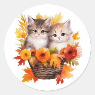 Sticker Rond Cute Kittens chats personnalisés en panier