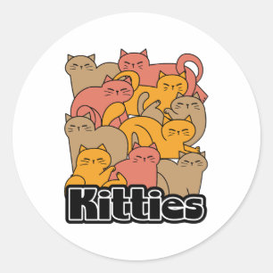 Sticker Rond Cute Kitties Design - Cat Art adorable