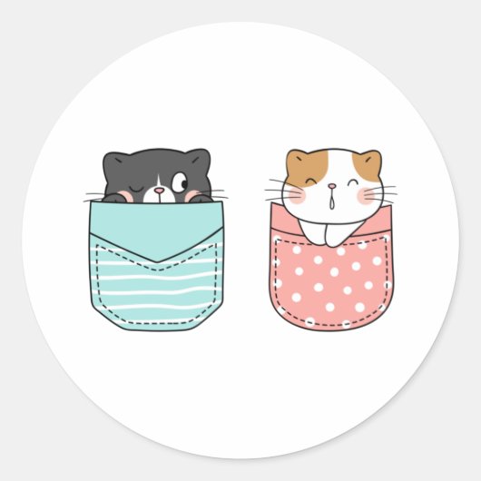 Sticker Rond Cute Kitty Chat (Devant)