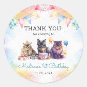 Sticker Rond Cute Kitty Chat 1er fête d'anniversaire (Devant)