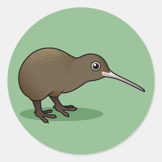 Sticker Rond Cute Kiwi Brown de Nouvelle-Zélande (Devant)