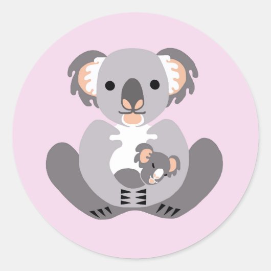 Sticker Rond Cute KOALA - Animaux australiens - Marsupial - Ros (Devant)