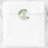 Sticker Rond Cute Koala Baby Animal Vert Feuille frontière (Sac)