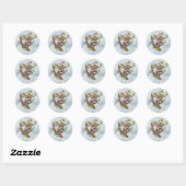 Sticker Rond Cute Koala Bear Baby shower d'aquarelle bleu (Feuille)