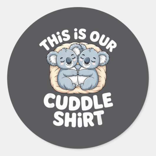 Sticker Rond Cute Koala Couple Nest This Is Our Cuddle  (Devant)