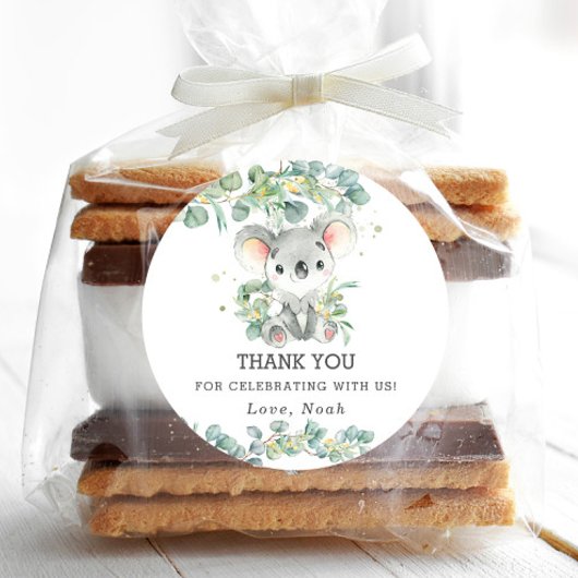 Sticker Rond Cute Koala Eucalyptus Merci vert Favoriser