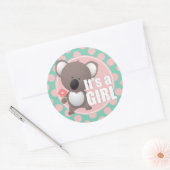 Sticker Rond Cute Koala ours bébé fille (Enveloppe)