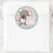 Sticker Rond Cute Koala ours bébé fille (Sac)