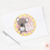 Sticker Rond Cute Koala ours bébé fille (Enveloppe)