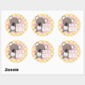 Sticker Rond Cute Koala ours bébé fille (Feuille)