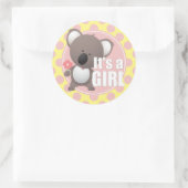 Sticker Rond Cute Koala ours bébé fille (Sac)