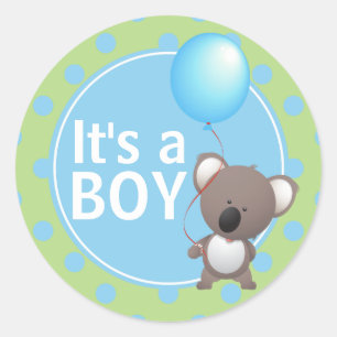 Sticker Rond Cute Koala ours bébé garçon