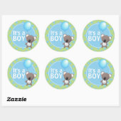 Sticker Rond Cute Koala ours bébé garçon (Feuille)