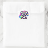 Sticker Rond Cute Koala Ours et arc-en-ciel (Sac)