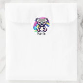 Sticker Rond Cute Koala Ours et arc-en-ciel personnalisés (Sac)