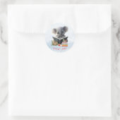 Sticker Rond Cute Koala Ours lecture livres Great Job Custom (Sac)