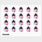 Sticker Rond Cute Kokeshi Doll (Feuille)