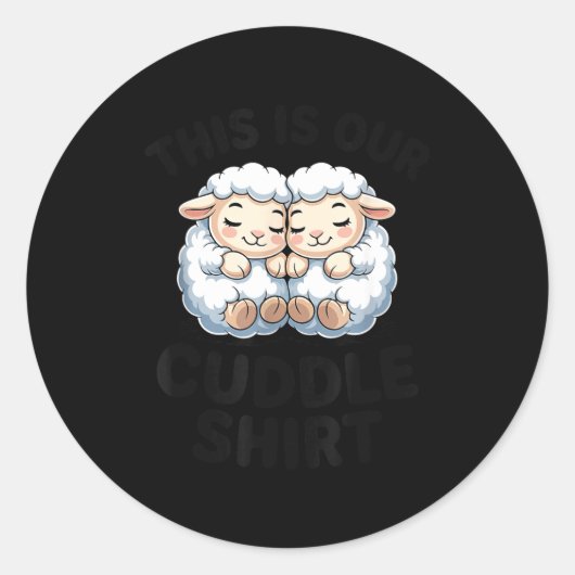 Sticker Rond Cute Lamb Couple This Is Our Cuddle  (Devant)