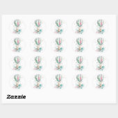 Sticker Rond Cute lapin et ballon, aquarelle, coeurs (Feuille)