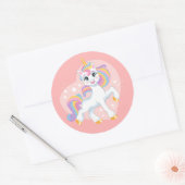 Sticker Rond Cute licorne dans le coeur (Enveloppe)