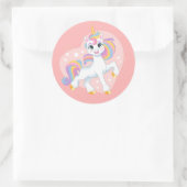 Sticker Rond Cute licorne dans le coeur (Sac)