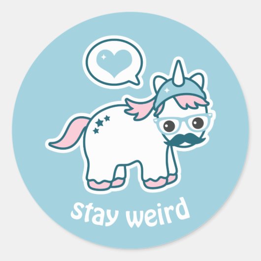 Sticker Rond Cute licorne Nerd (Devant)