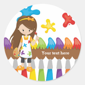 Sticker Rond Cute Little Artist
