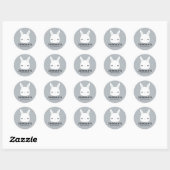 Sticker Rond Cute Little Bunny Rabbit with Personalized (Feuille)