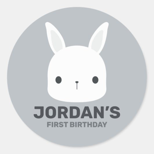 Sticker Rond Cute Little Bunny Rabbit with Personalized (Devant)